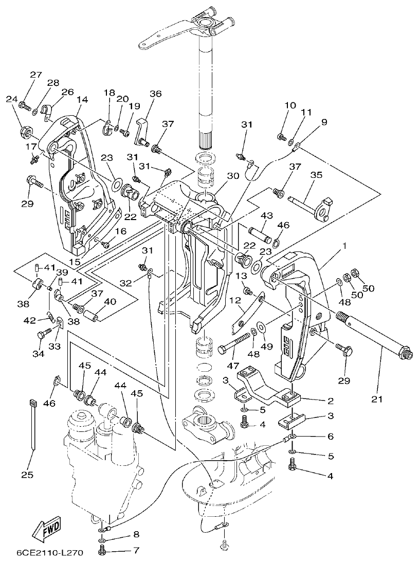 Yamaha F225FET, FL225FET BRACKET 1 parts diagram